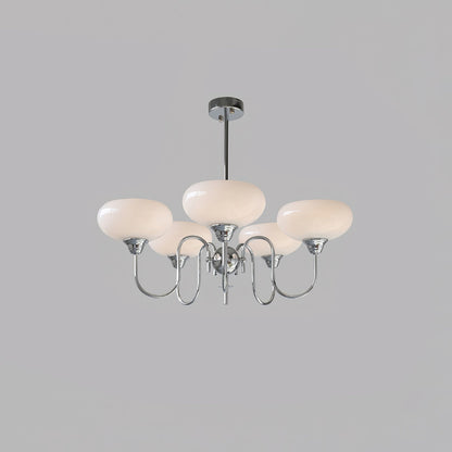 Creamy Persimmon Chandelier 5 Lamps Dia 27.6″ x H 18.1″ / Dia 70cm x H 46cm / Chrome & Milk white Chandelier