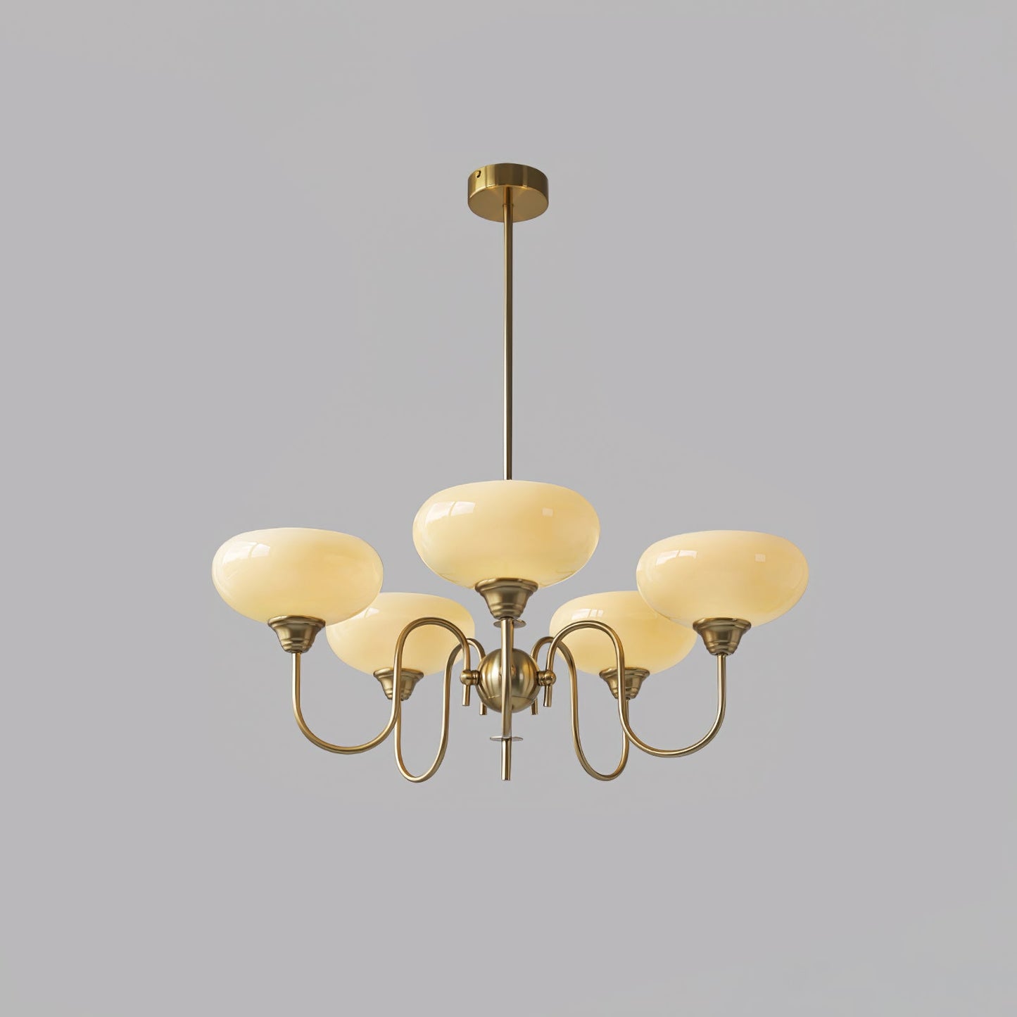 Creamy Persimmon Chandelier 5 Lamps Dia 27.6″ x H 18.1″ / Dia 70cm x H 46cm / Gold & Creamy yellow Chandelier