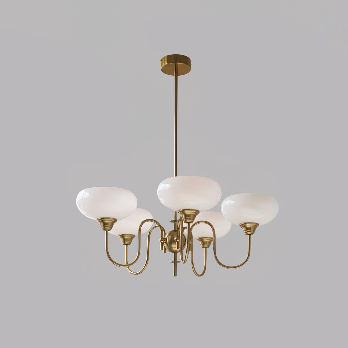 Creamy Persimmon Chandelier 5 Lamps Dia 27.6″ x H 18.1″ / Dia 70cm x H 46cm / Gold & Milk white Chandelier