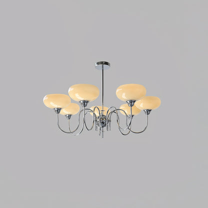 Creamy Persimmon Chandelier 7 Lamps Dia 35.4″ x H 20.5″ / Dia 90cm x H 52cm / Chrome & Creamy yellow Chandelier