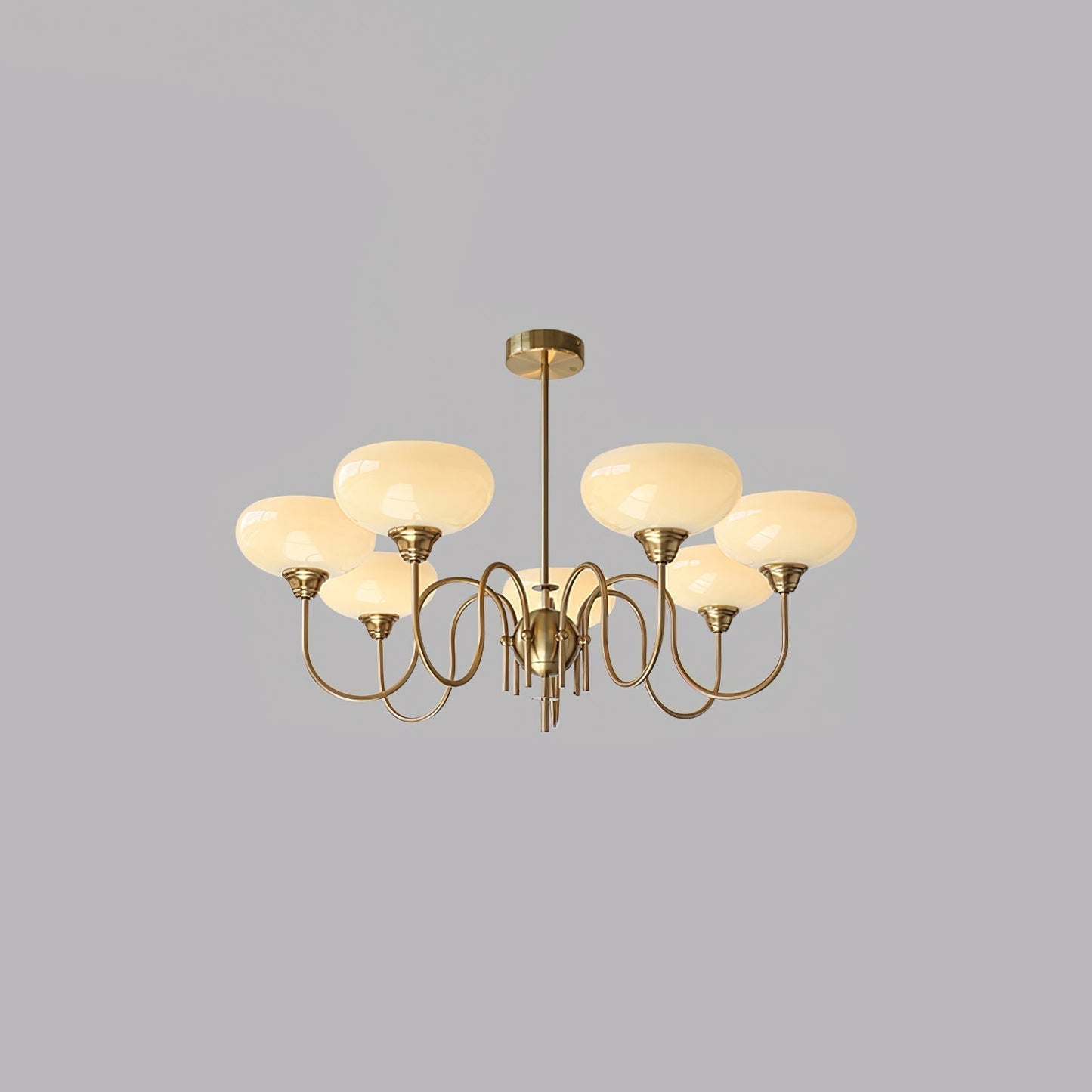 Creamy Persimmon Chandelier 7 Lamps Dia 35.4″ x H 20.5″ / Dia 90cm x H 52cm / Gold & Creamy yellow Chandelier