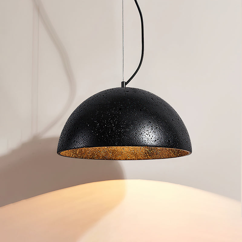 Crescent Glow Pendant Lamp Model A: Dia 13.8″ x H 9.8″ / Black Travertine pendant Lamp