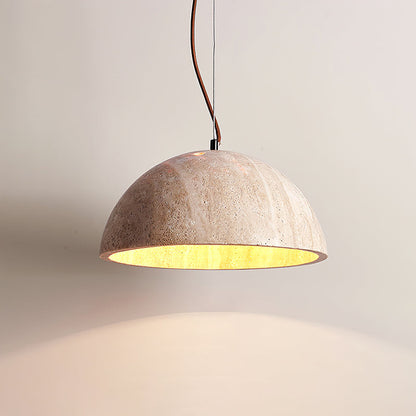Crescent Glow Pendant Lamp Model A: Dia 13.8″ x H 9.8″ / Yellow Travertine pendant Lamp