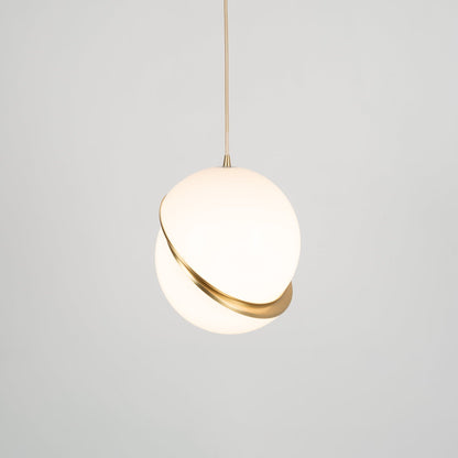 Crescent Pendant Lamp ? 7.8″ x H 8.7″ / Dia 20cm x H 22cm / Brass & White Pendant light