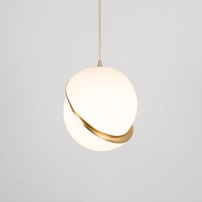 Crescent Pendant Lamp ? 9.8″ x H 10.2″ / Dia 25cm x H 26cm / Brass & White Pendant light