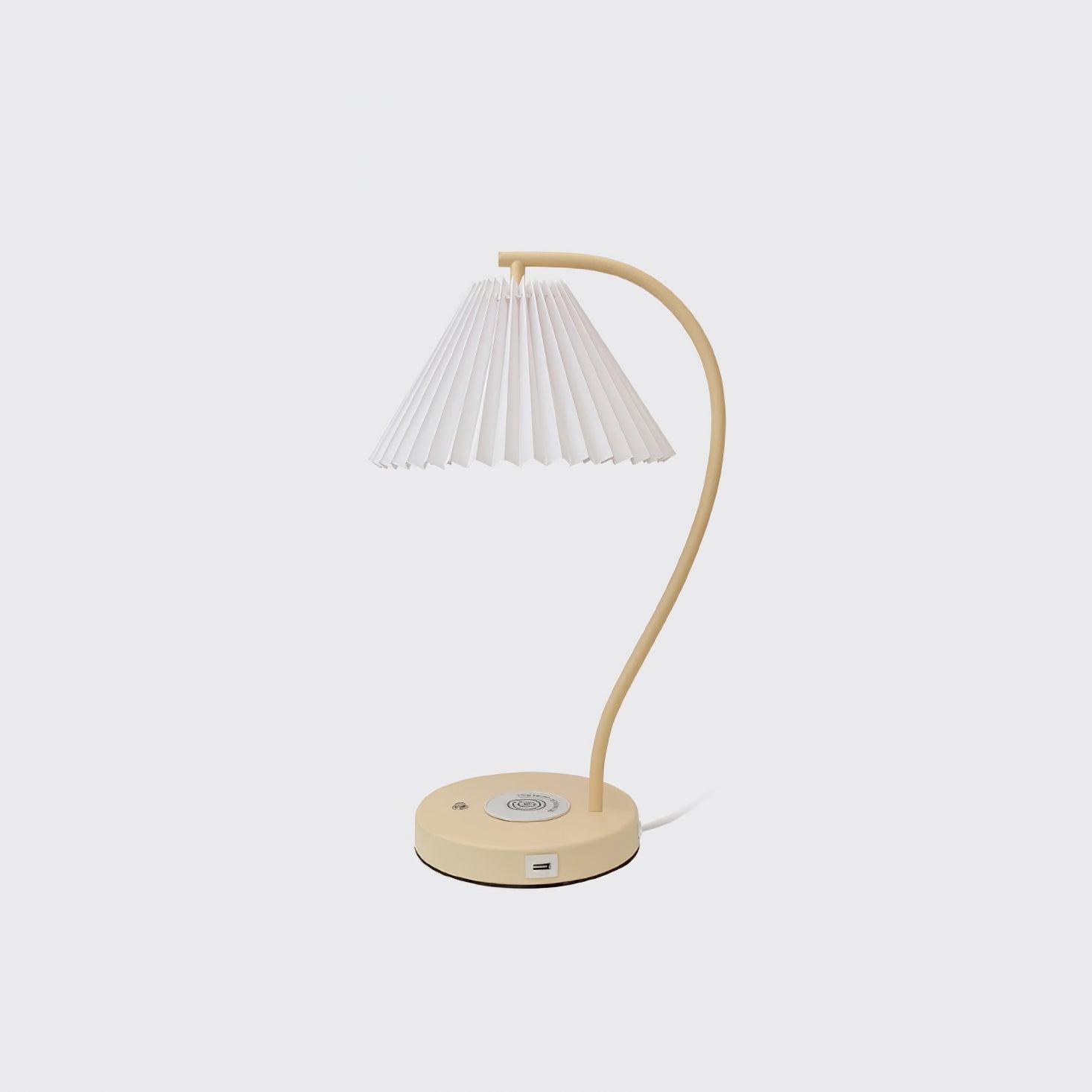 Crescini Pleated Table Lamp Dia 11.4″ x H 18.5″/ Dia 29cm x H 47cm / Cream & White / US plug Table lamp
