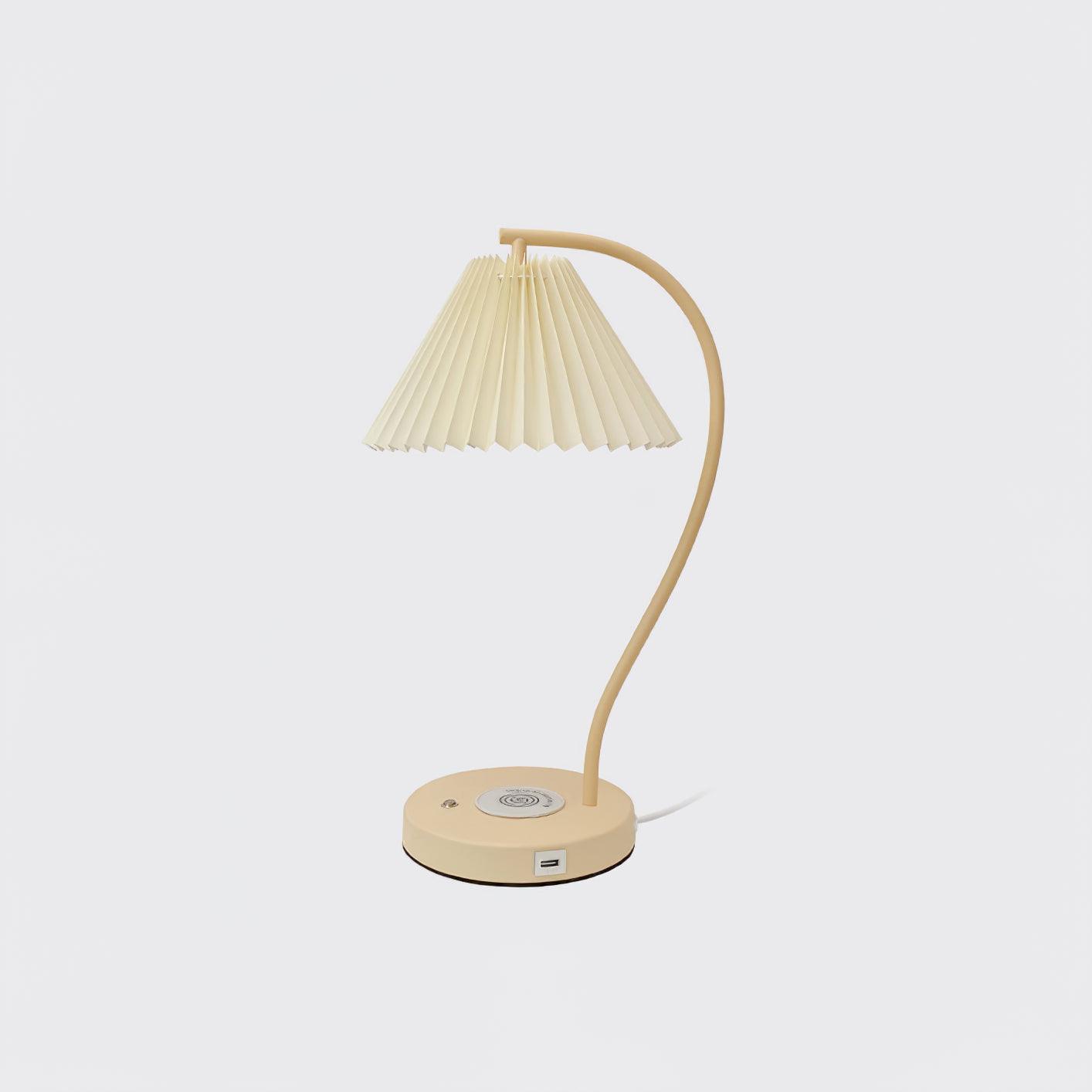 Crescini Pleated Table Lamp Dia 11.4″ x H 18.5″/ Dia 29cm x H 47cm / Cream & Light Yellow / US plug Table lamp