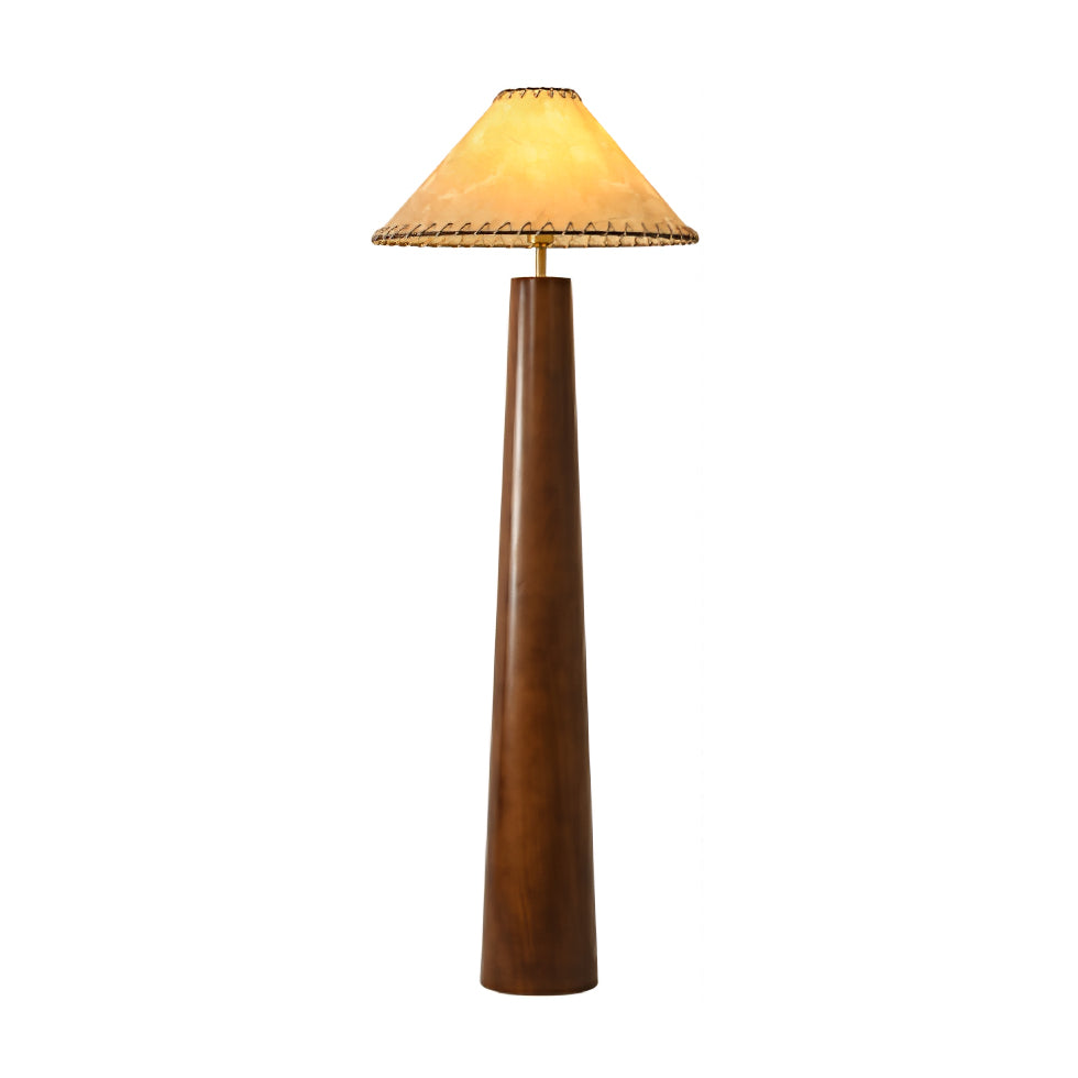Crestview Paper Column Floor Lamp Dia 21.7″ x H 61″ / Dia 55cm x H 155cm / Dark Rubber Wood & Beige / US Plug Floor lamp