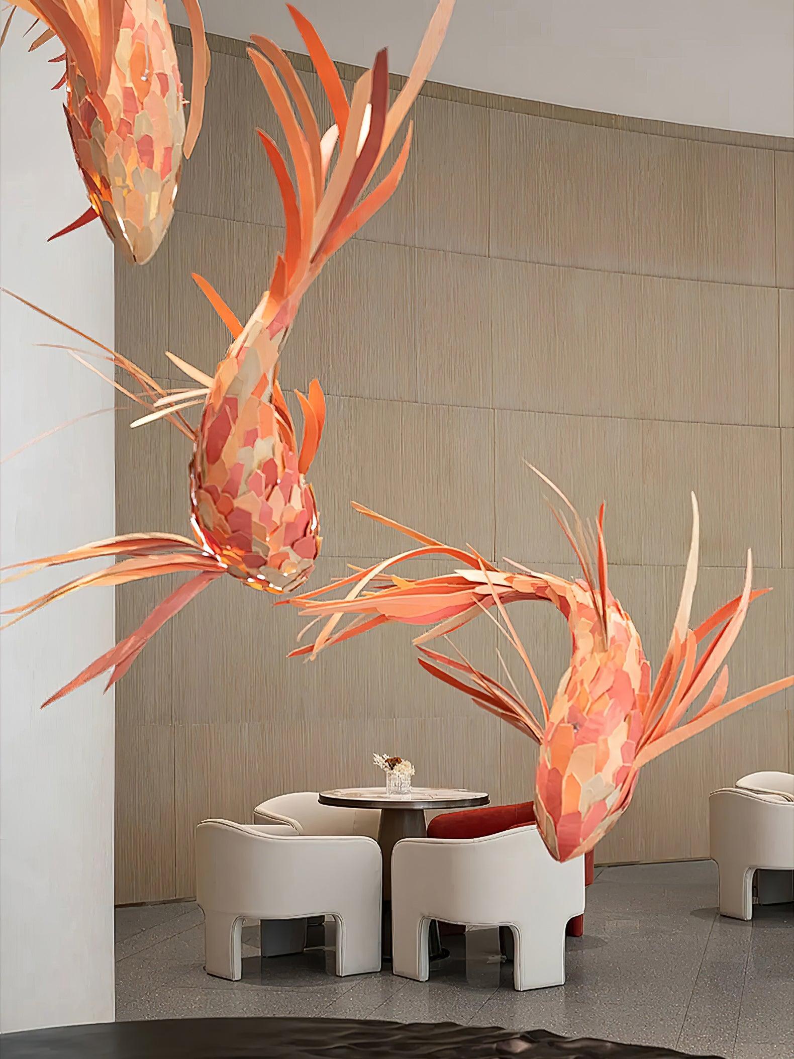 Crimson Swirl Koi Chandelier Chandelier