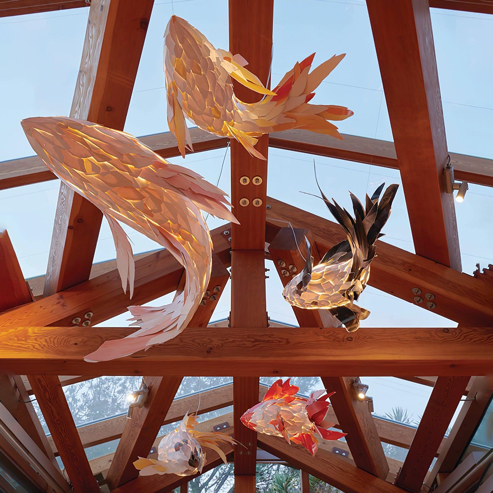 Crimson Swirl Koi Chandelier Chandelier