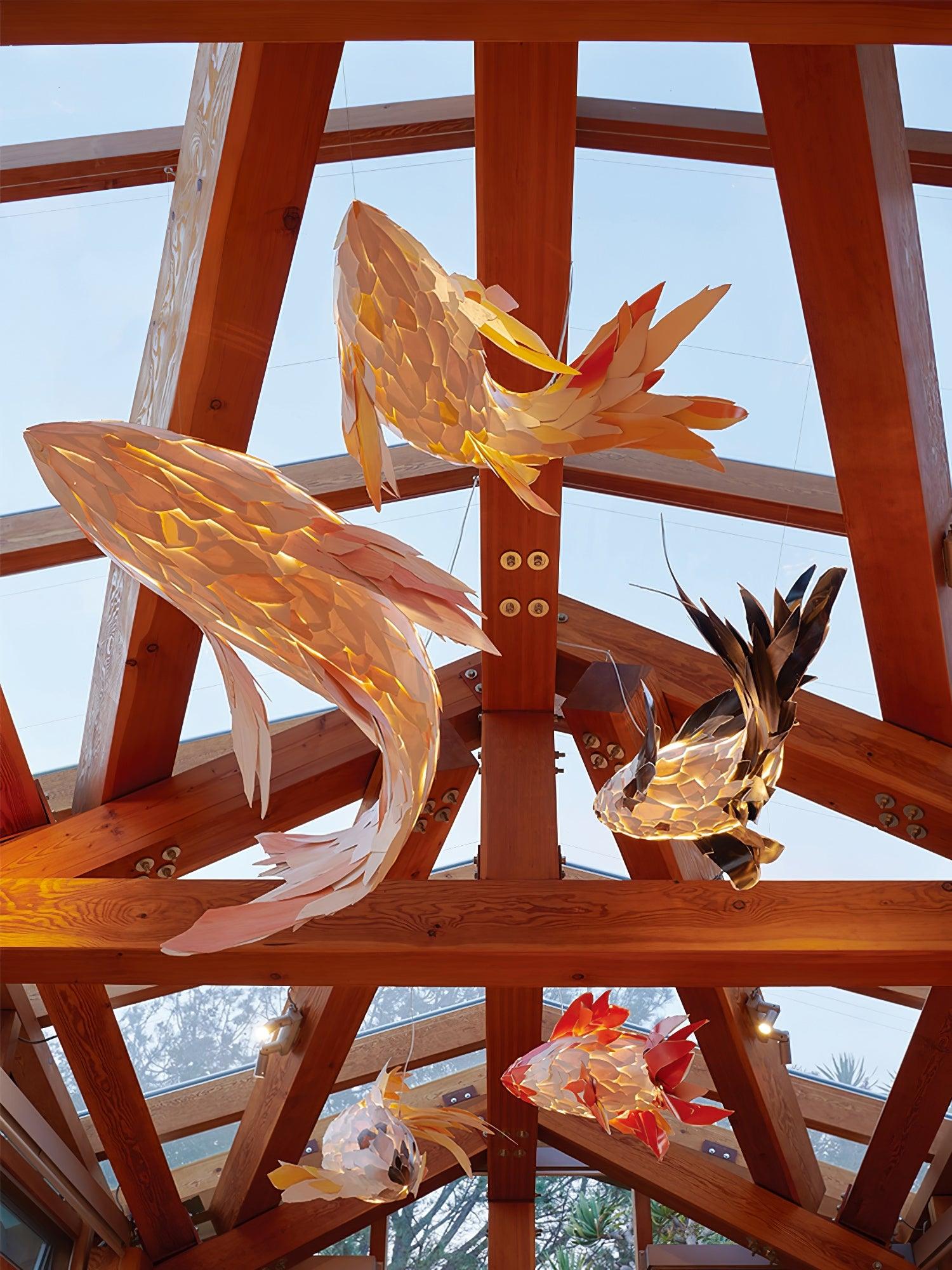Crimson Swirl Koi Chandelier Chandelier