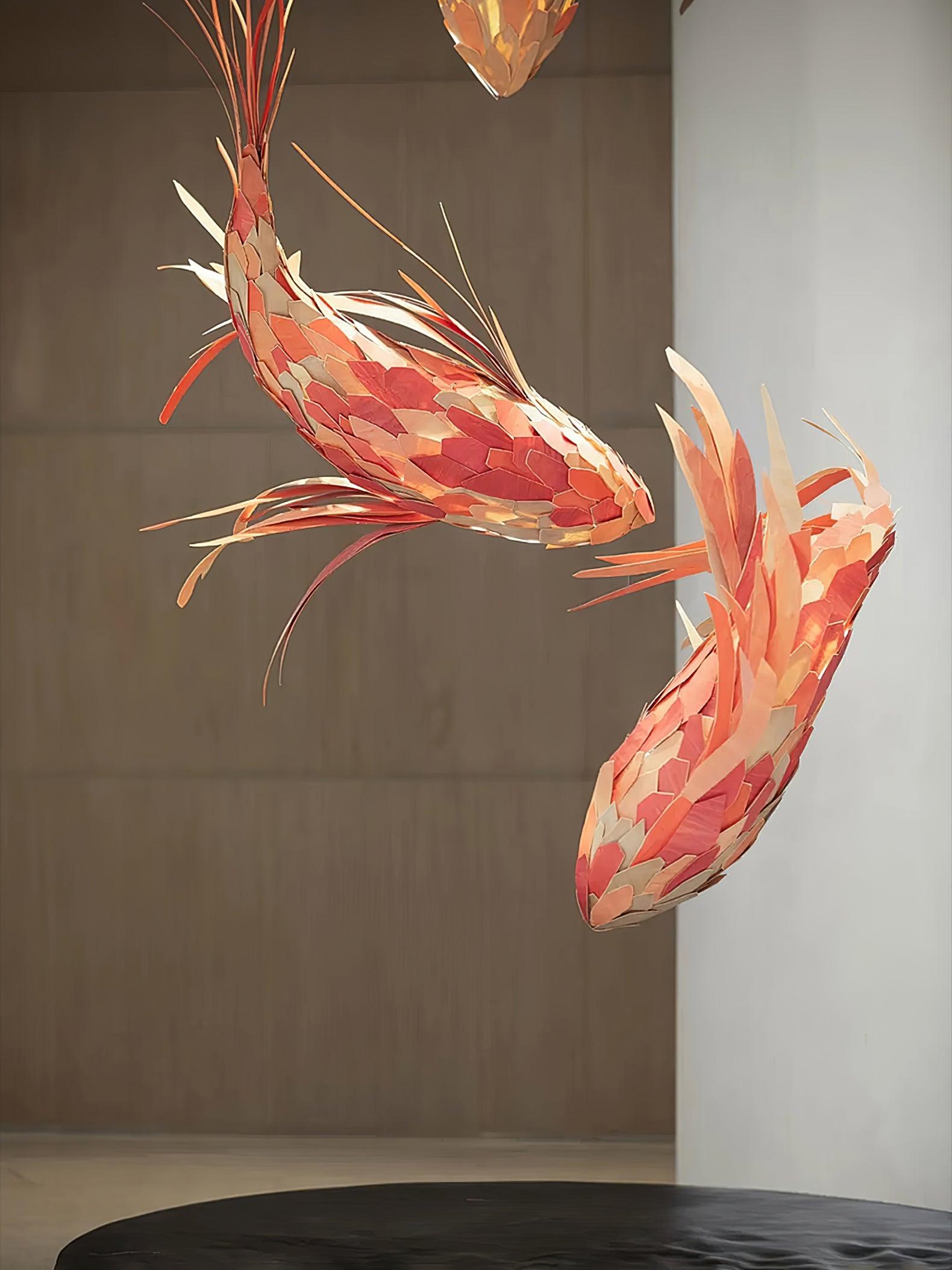 Crimson Swirl Koi Chandelier Chandelier