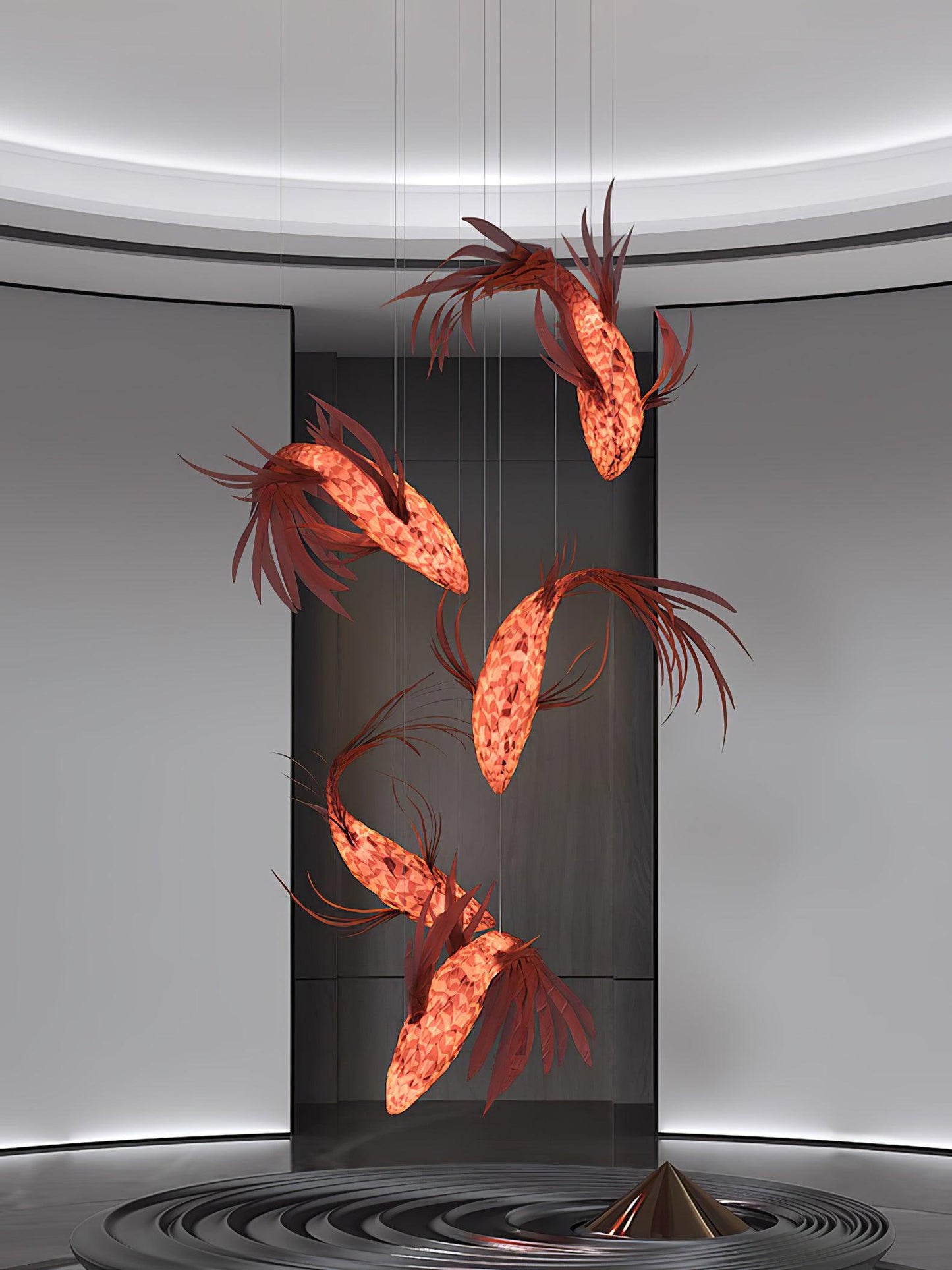 Crimson Swirl Koi Chandelier Chandelier
