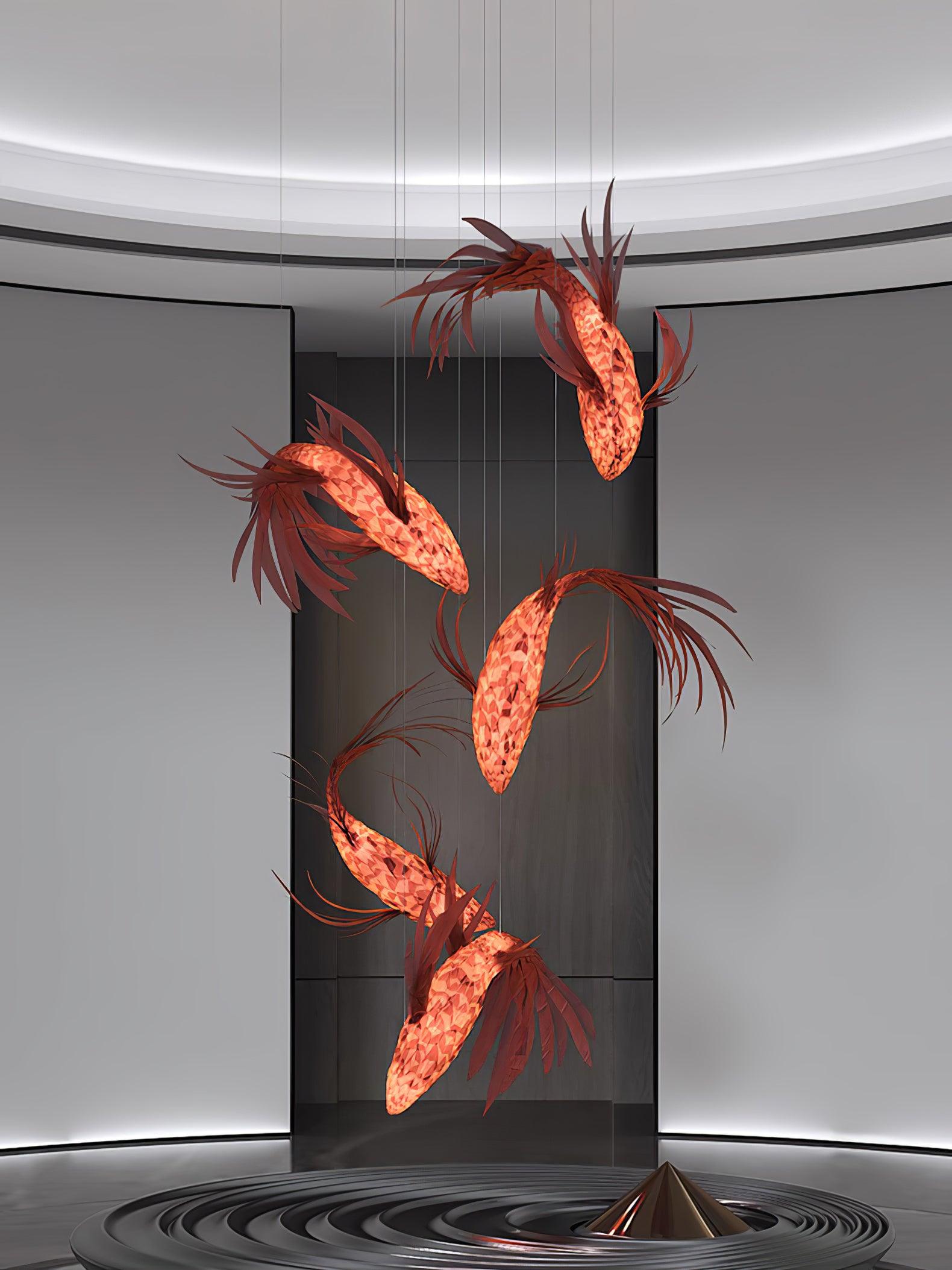 Crimson Swirl Koi Chandelier Chandelier