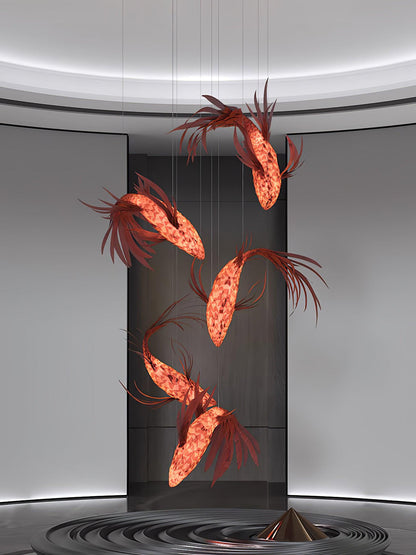 Crimson Swirl Koi Chandelier Chandelier