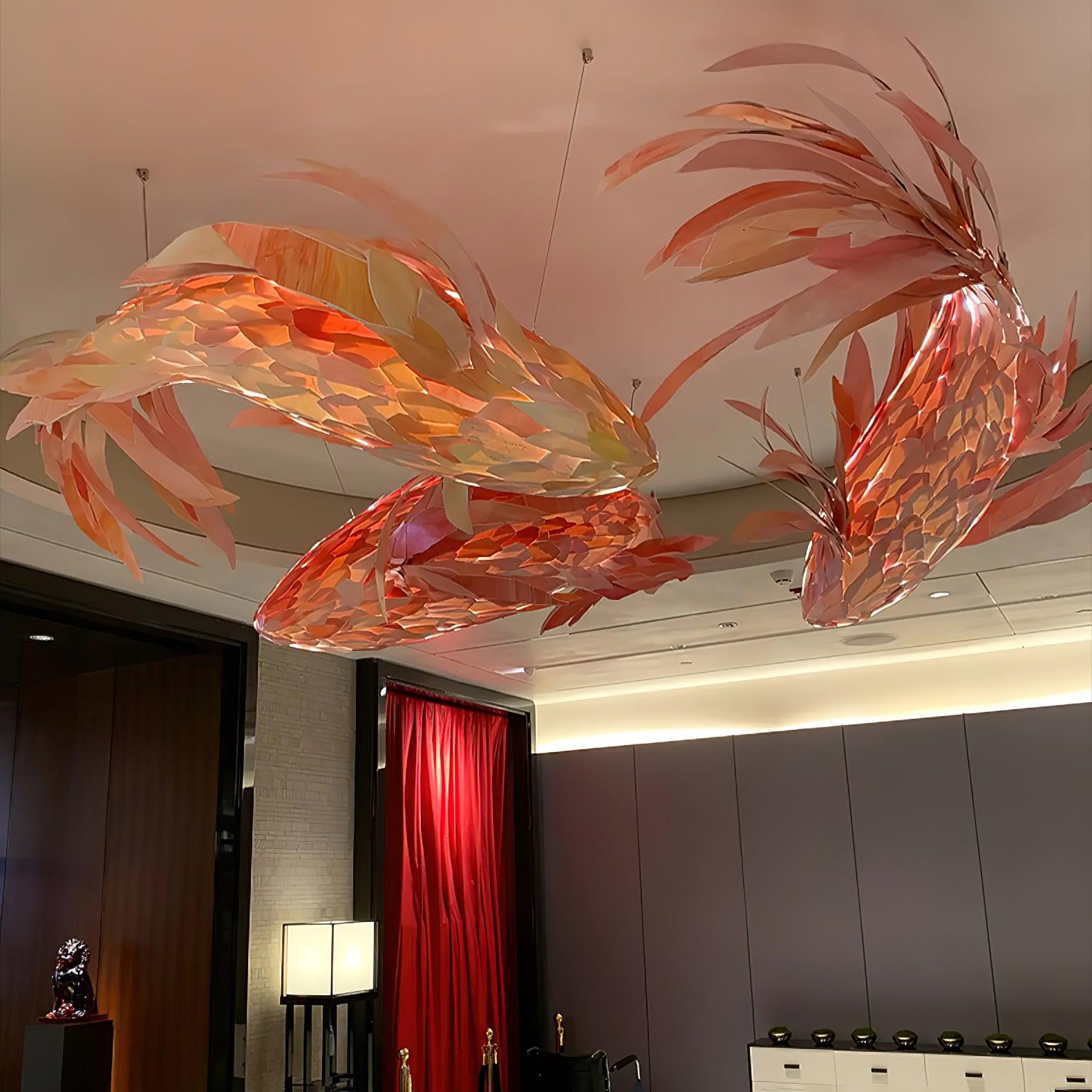 Crimson Swirl Koi Chandelier Chandelier