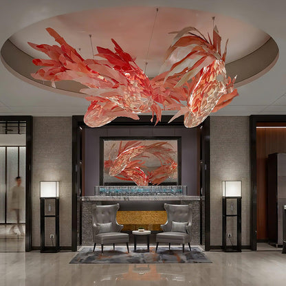 Crimson Swirl Koi Chandelier Chandelier