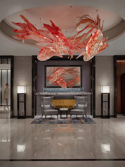 Crimson Swirl Koi Chandelier Chandelier
