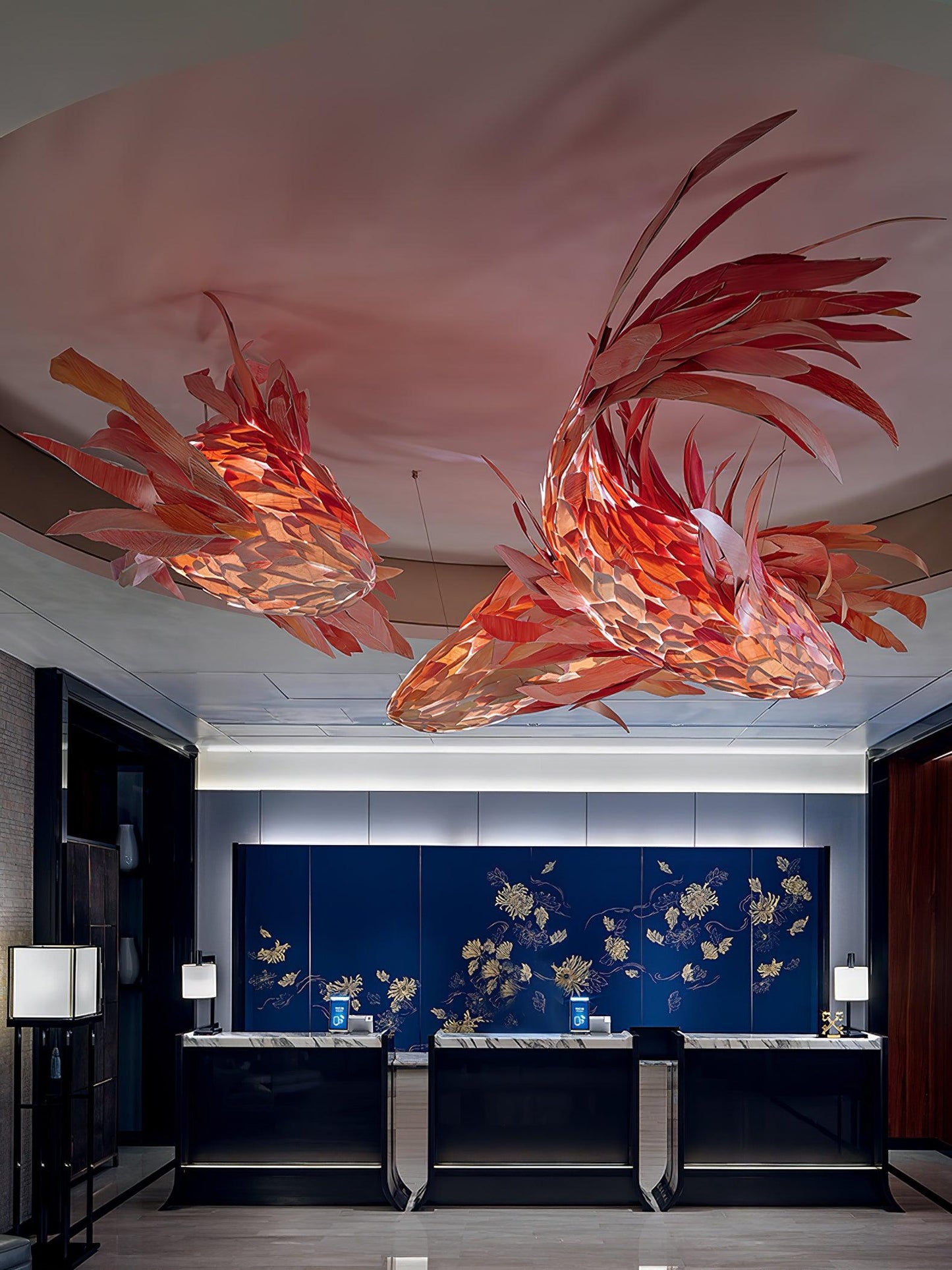 Crimson Swirl Koi Chandelier Chandelier