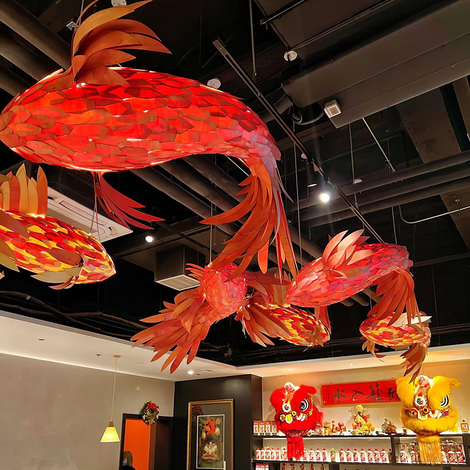 Crimson Swirl Koi Chandelier Chandelier
