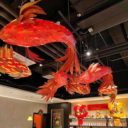 Crimson Swirl Koi Chandelier Chandelier