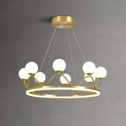 Crown Brass Chandelier ? 31.4″ x H 31.4″ / Dia 80cm x H 80cm / Brass + White Chandelier