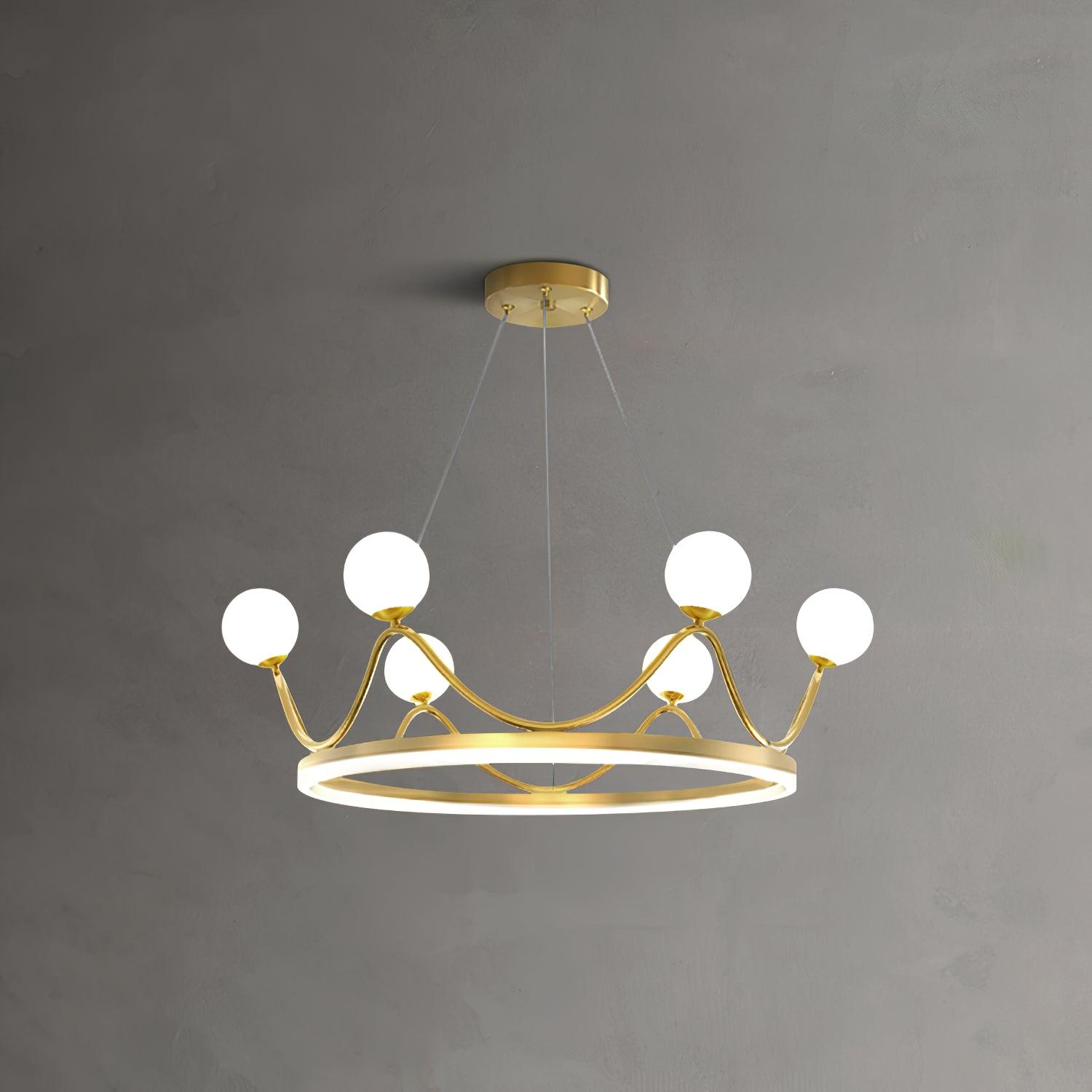 Crown Brass Chandelier ? 23.6″ x H 31.4″ / Dia 60cm x H 80cm / Brass + White Chandelier