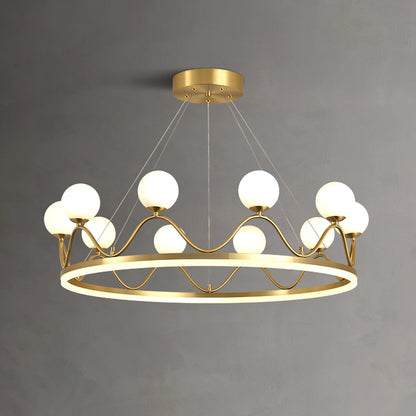 Crown Brass Chandelier ? 39.3″ x H 31.4″ / Dia 100cm x H 80cm / Brass + White Chandelier