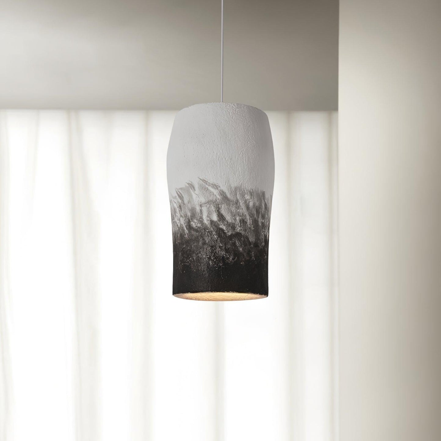 Crust Thin Pendant Lamp Dia 10.6″ x H 20.9″ / Dia 27cm x H 53cm / Grey & black Pendant light