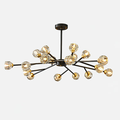 Crystal Ball Round Cluster Chandelier 18heads ? 42.5″ x H 17.7″ / Dia 108cm x H 45cm / Black brushed gold & Clear