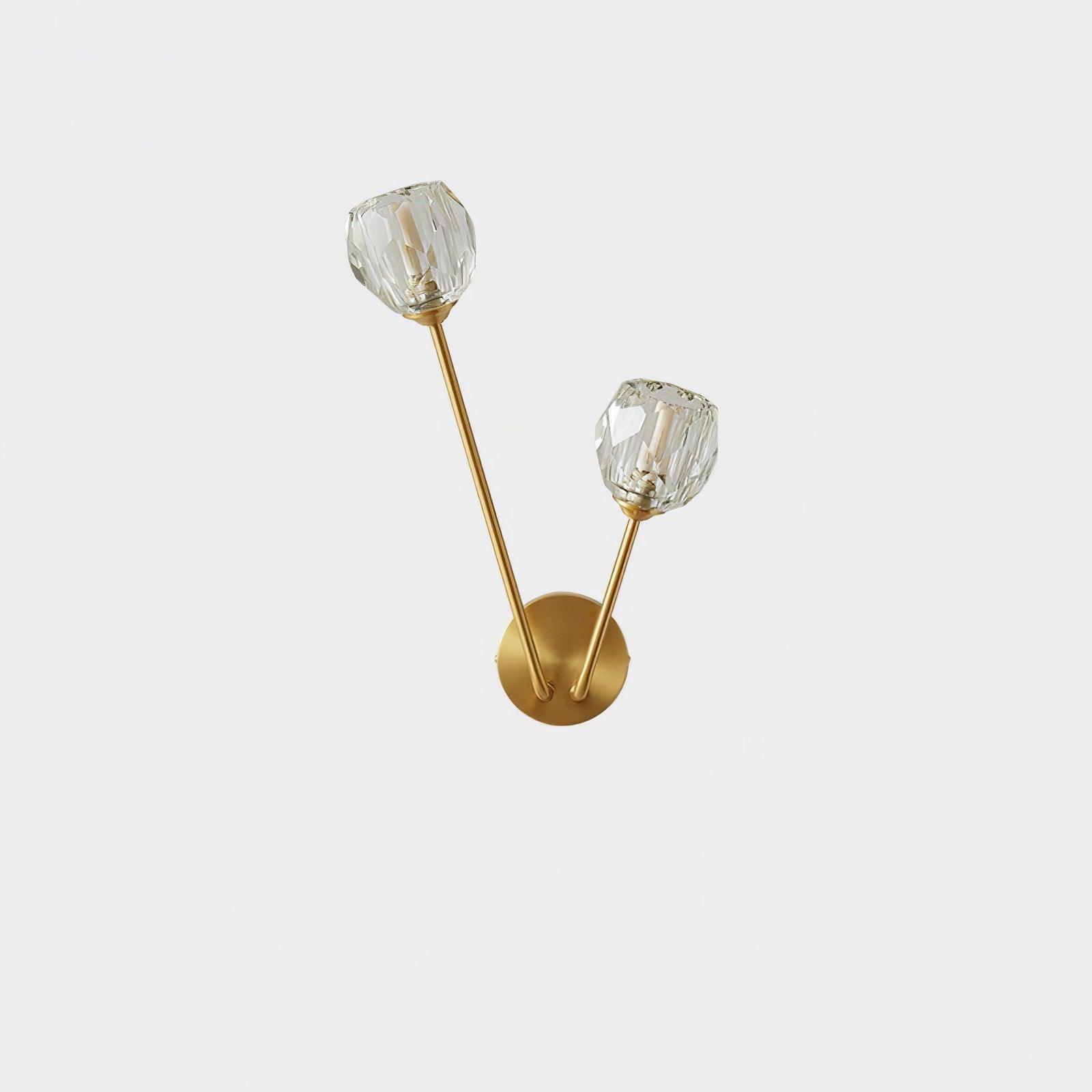 Crystal Branch Wall Light L 14.2″ x H 16.1″ / L 36cm x H 41cm / Brass & Clear Crystal Glass Wall lamp