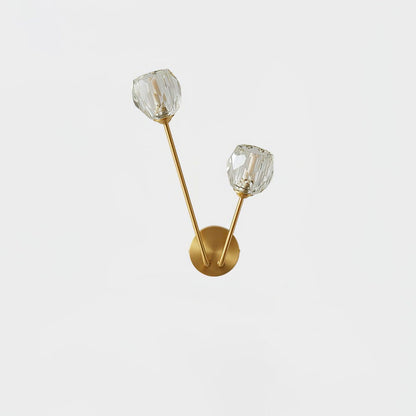 Crystal Branch Wall Light L 14.2″ x H 16.1″ / L 36cm x H 41cm / Brass & Clear Crystal Glass Wall lamp