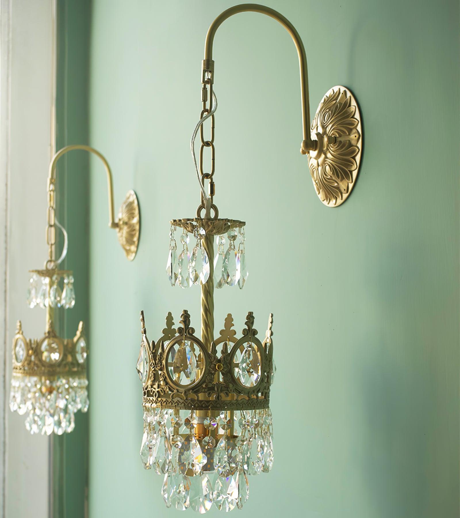 Crystal Crown Wall Light ? 6.3″ x H 24.4″ / Dia 16cm x H 62cm / Copper & Clear crystal Wall lamp
