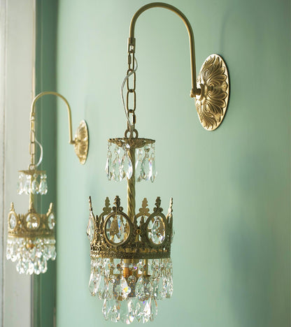 Crystal Crown Wall Light ? 6.3″ x H 24.4″ / Dia 16cm x H 62cm / Copper & Clear crystal Wall lamp