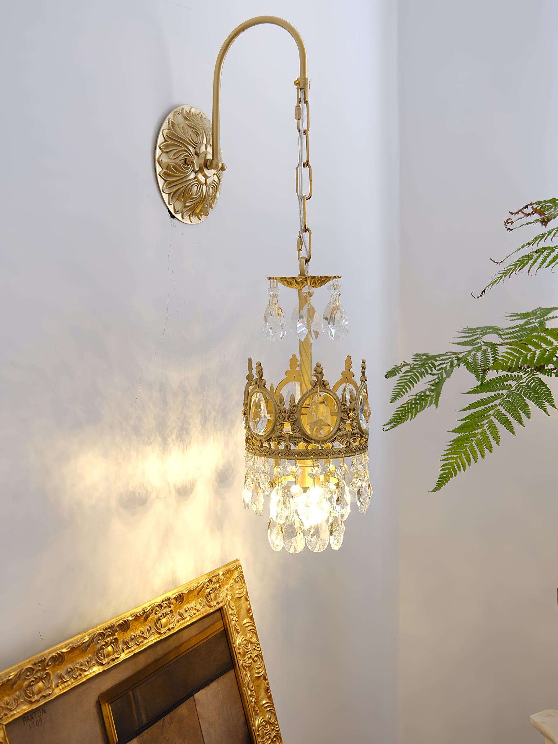 Crystal Crown Wall Light ? 6.3″ x H 24.4″ / Dia 16cm x H 62cm / Copper & Clear crystal Wall lamp