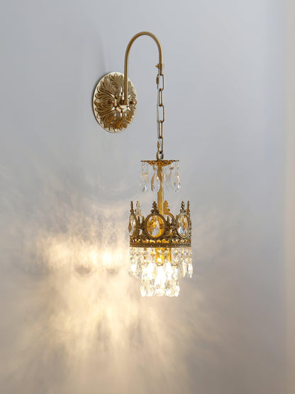Crystal Crown Wall Light ? 6.3″ x H 24.4″ / Dia 16cm x H 62cm / Copper & Clear crystal Wall lamp