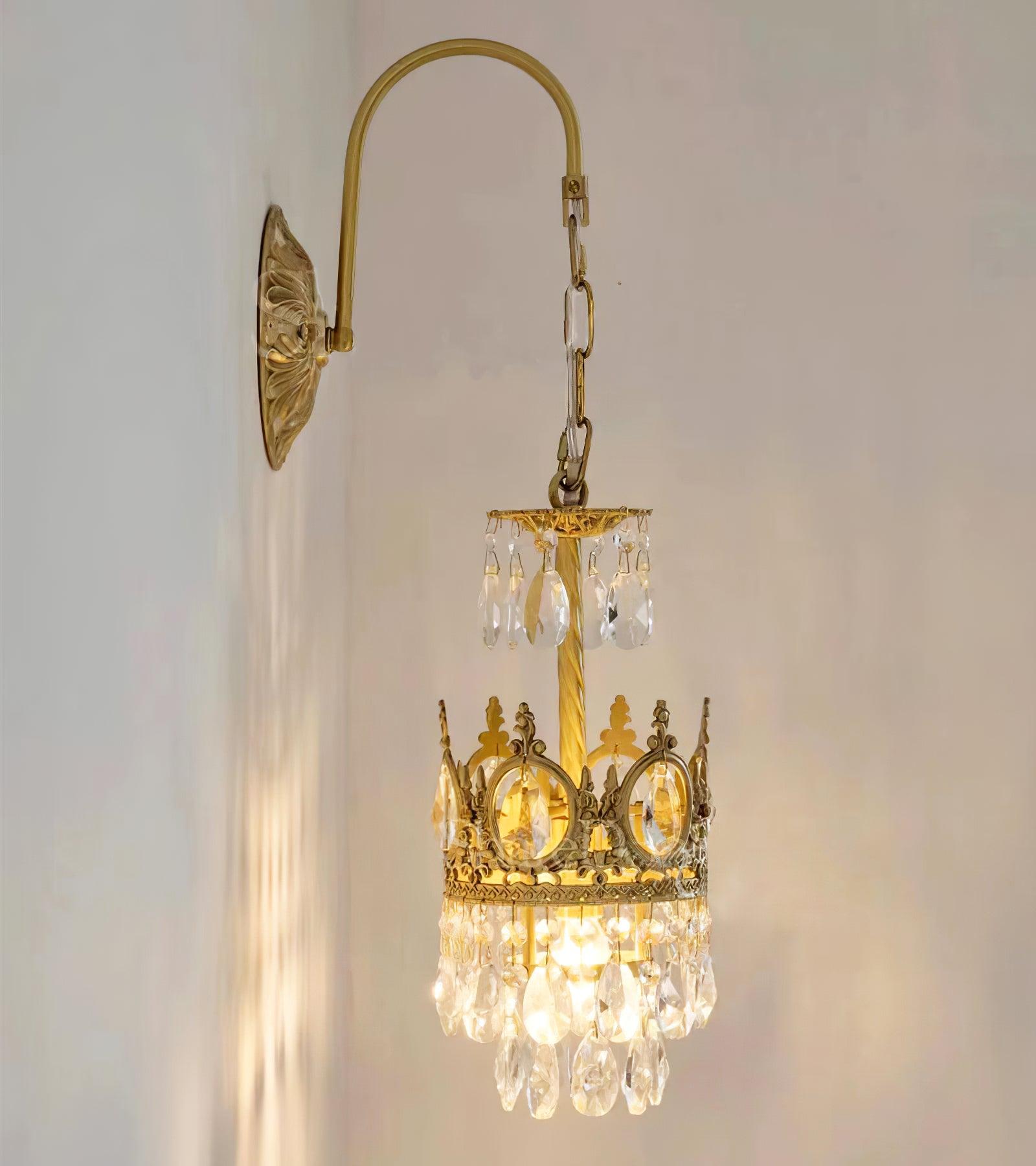 Crystal Crown Wall Light ? 6.3″ x H 24.4″ / Dia 16cm x H 62cm / Copper & Clear crystal Wall lamp