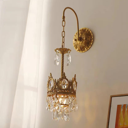 Crystal Crown Wall Light ? 6.3″ x H 24.4″ / Dia 16cm x H 62cm / Copper & Clear crystal Wall lamp