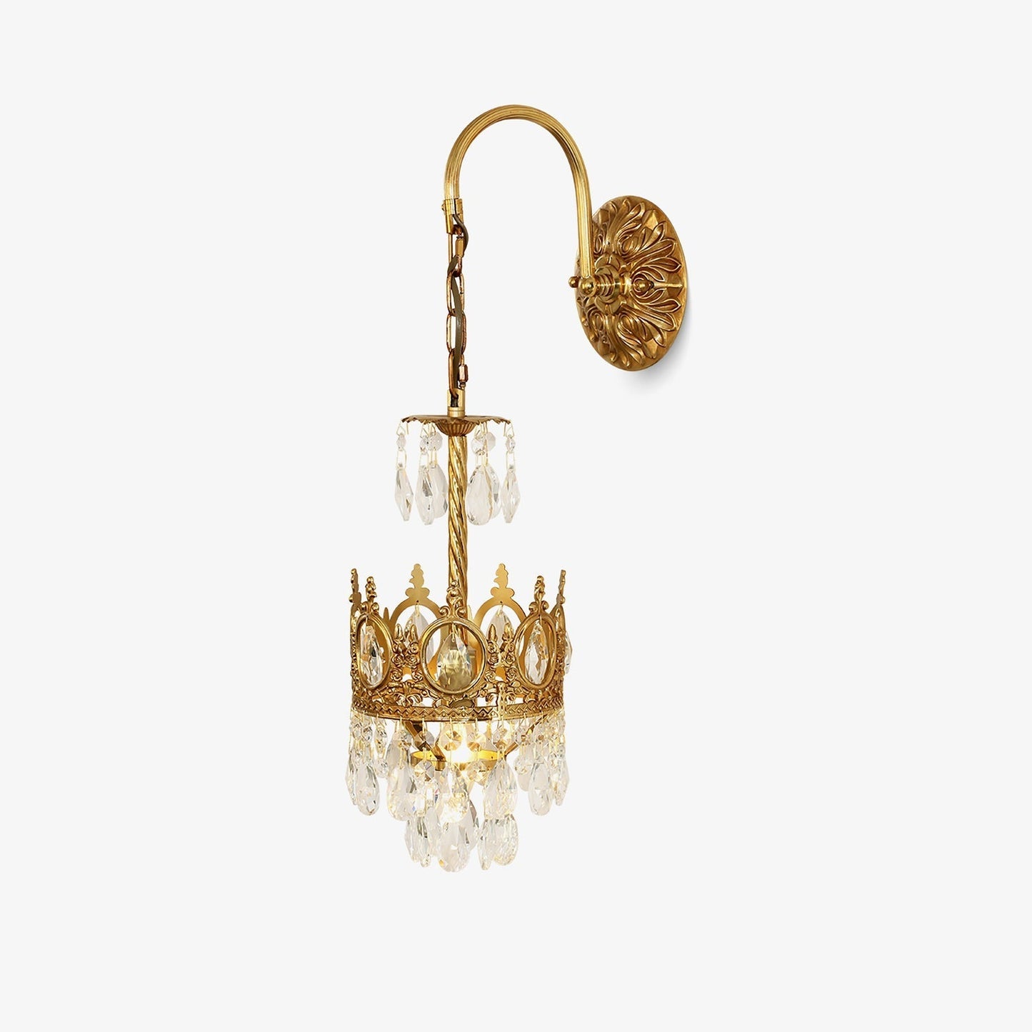 Crystal Crown Wall Light ? 6.3″ x H 24.4″ / Dia 16cm x H 62cm / Copper & Clear crystal Wall lamp