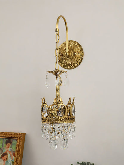 Crystal Crown Wall Light ? 6.3″ x H 24.4″ / Dia 16cm x H 62cm / Copper & Clear crystal Wall lamp