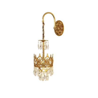 Crystal Crown Wall Light ? 6.3″ x H 24.4″ / Dia 16cm x H 62cm / Copper & Clear crystal Wall lamp