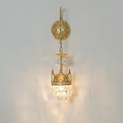 Crystal Crown Wall Light Dia 6.3″ x H 24.4″ / Dia 16cm x H 62cm / Copper & Clear crystal Wall lamp