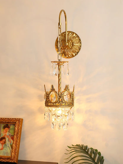 Crystal Crown Wall Light ? 6.3″ x H 24.4″ / Dia 16cm x H 62cm / Copper & Clear crystal Wall lamp