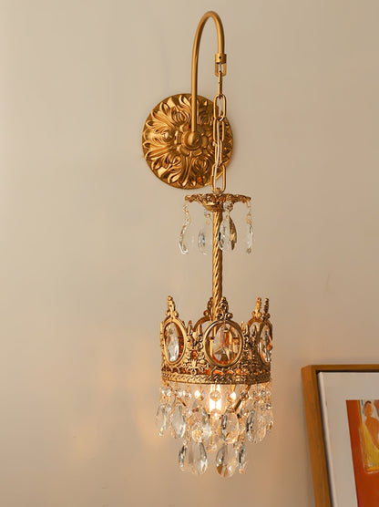 Crystal Crown Wall Light ? 6.3″ x H 24.4″ / Dia 16cm x H 62cm / Copper & Clear crystal Wall lamp