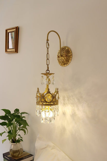 Crystal Crown Wall Light ? 6.3″ x H 24.4″ / Dia 16cm x H 62cm / Copper & Clear crystal Wall lamp