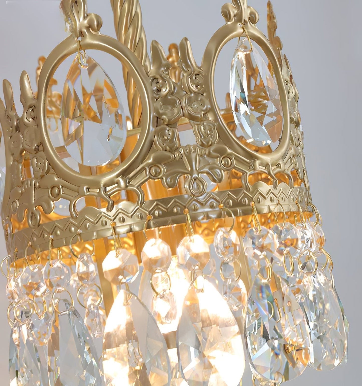 Crystal Crown Wall Light ? 6.3″ x H 24.4″ / Dia 16cm x H 62cm / Copper & Clear crystal Wall lamp