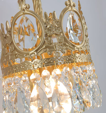 Crystal Crown Wall Light ? 6.3″ x H 24.4″ / Dia 16cm x H 62cm / Copper & Clear crystal Wall lamp