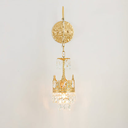 Crystal Crown Wall Light ? 6.3″ x H 24.4″ / Dia 16cm x H 62cm / Copper & Clear crystal Wall lamp