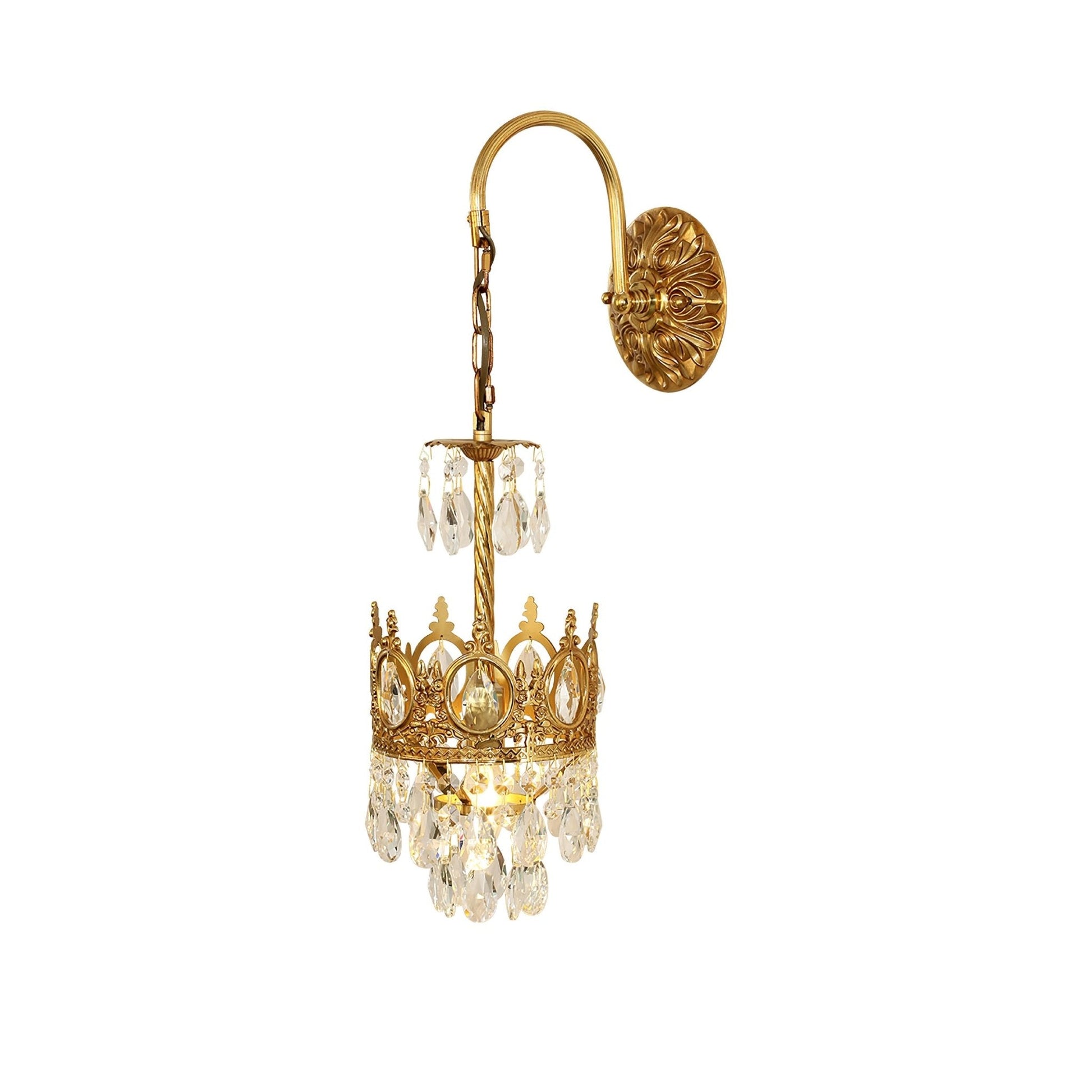 Crystal Crown Wall Light ? 6.3″ x H 24.4″ / Dia 16cm x H 62cm / Copper & Clear crystal Wall lamp