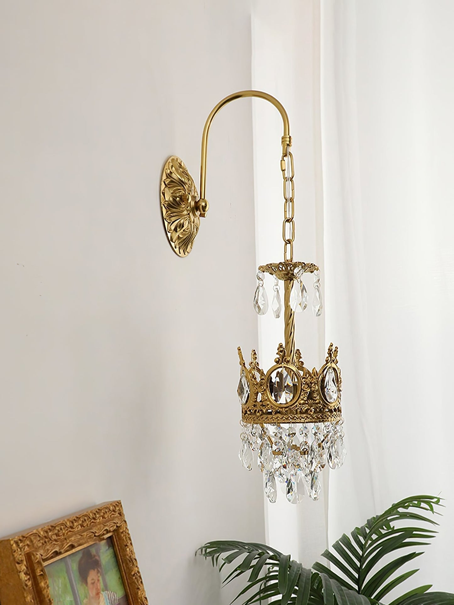 Crystal Crown Wall Light ? 6.3″ x H 24.4″ / Dia 16cm x H 62cm / Copper & Clear crystal Wall lamp